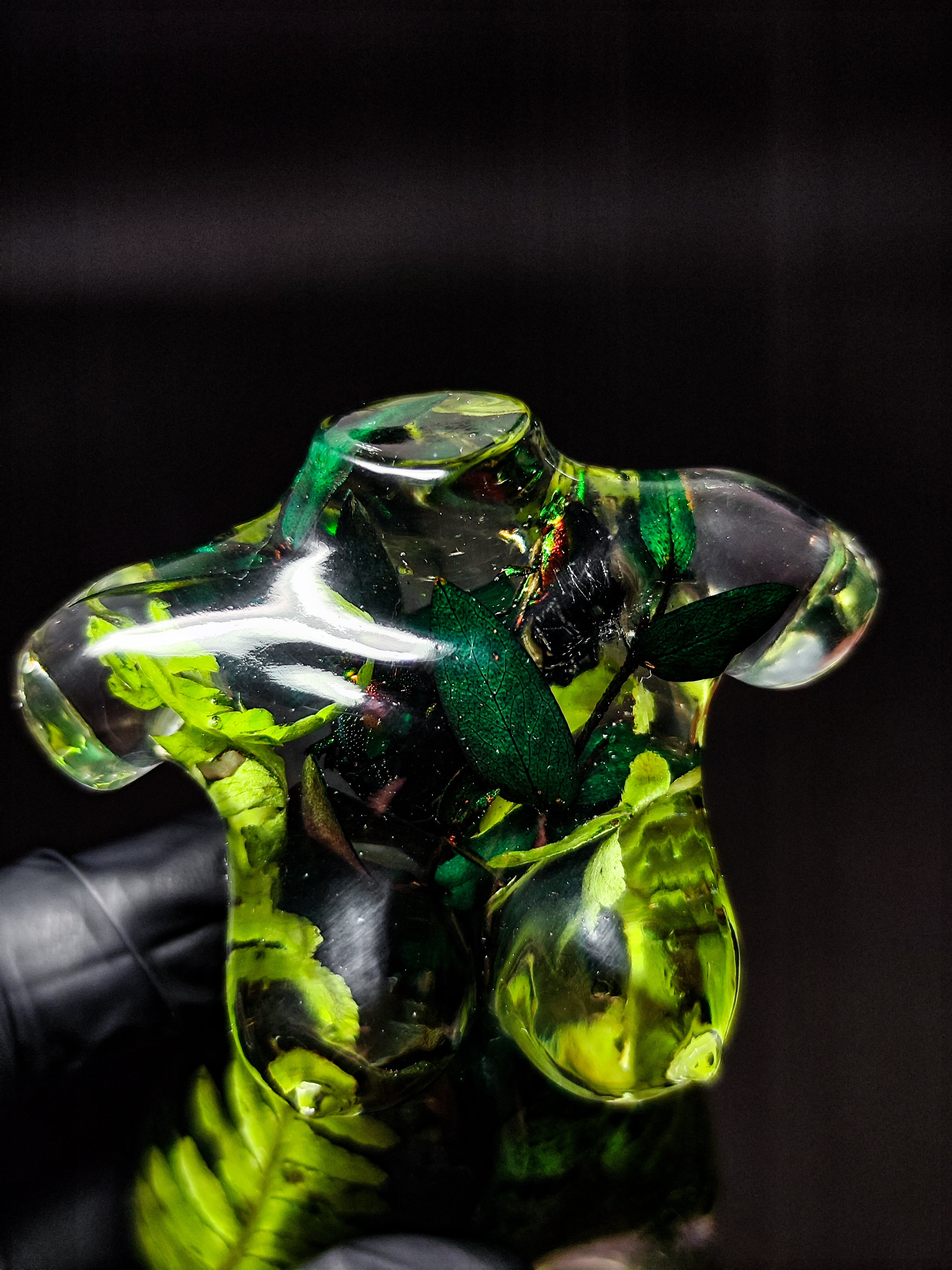 🌿9 cm figurine with fern, moss, beetles, forest theme🐝🪲