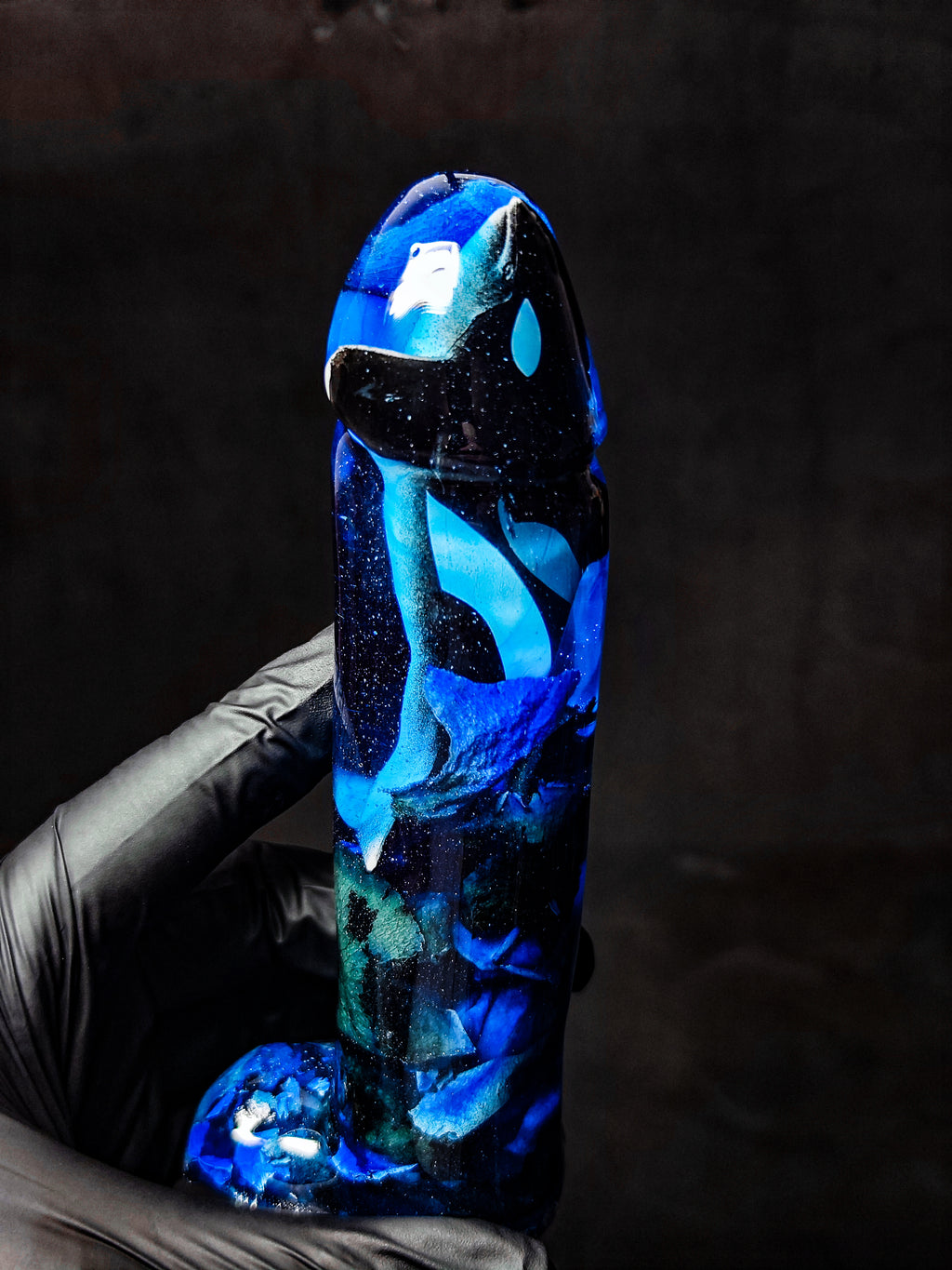 🫍Orca with blue rose petals(16cm|6.3in|free shipping)
