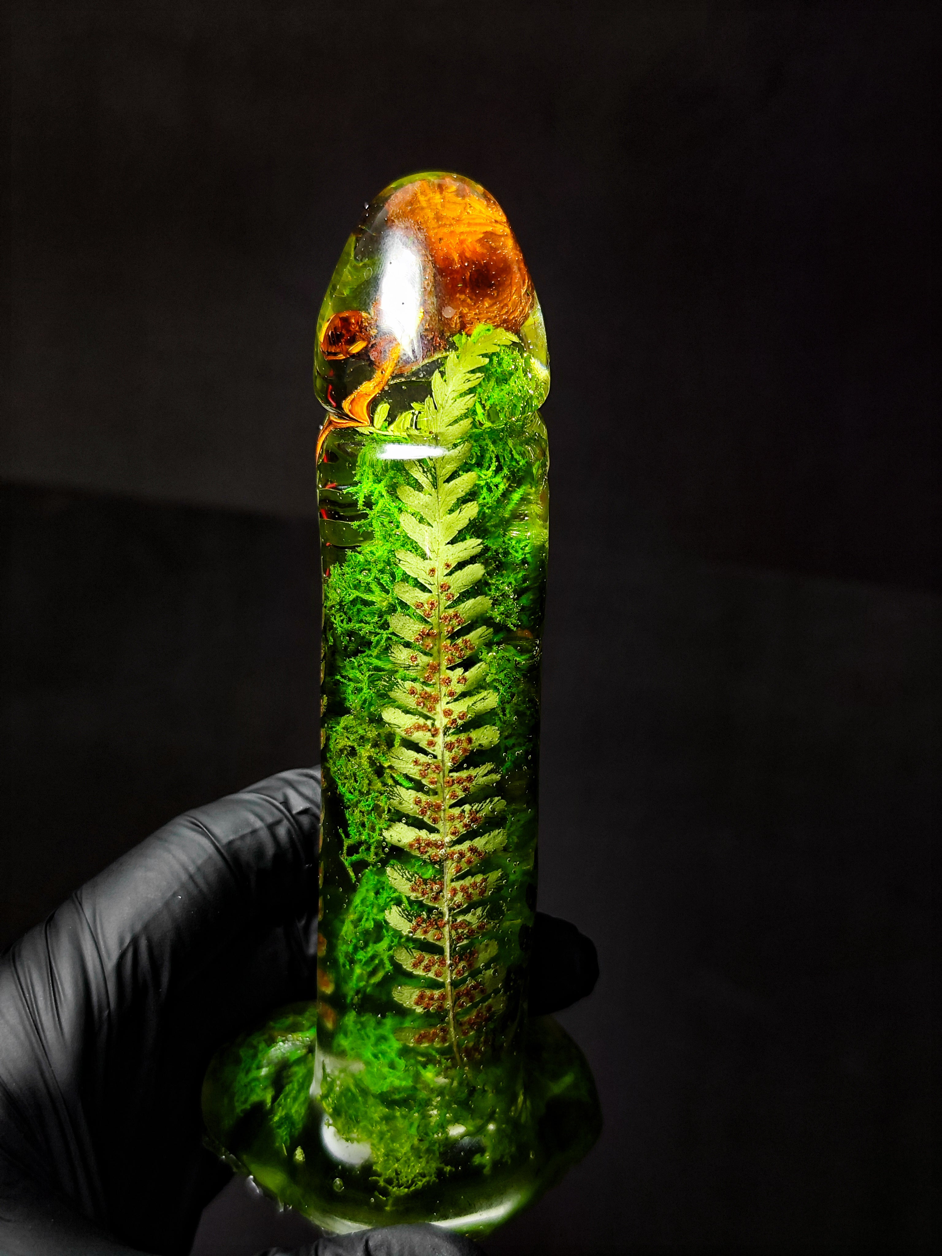 🍄‍🟫🐞Sculpture with Mushroom, Ladybug, Fern, Moss, Eucalyptus(16cm|6.3in|free shipping|handmade)🪴