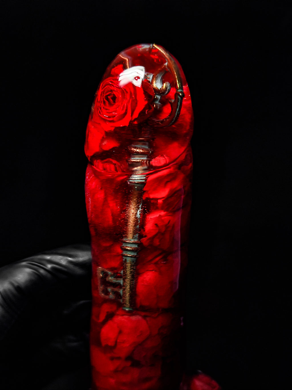 🌹🗝️Sculpture with Red Roses and Key (16cm|6.3in|free shipping)