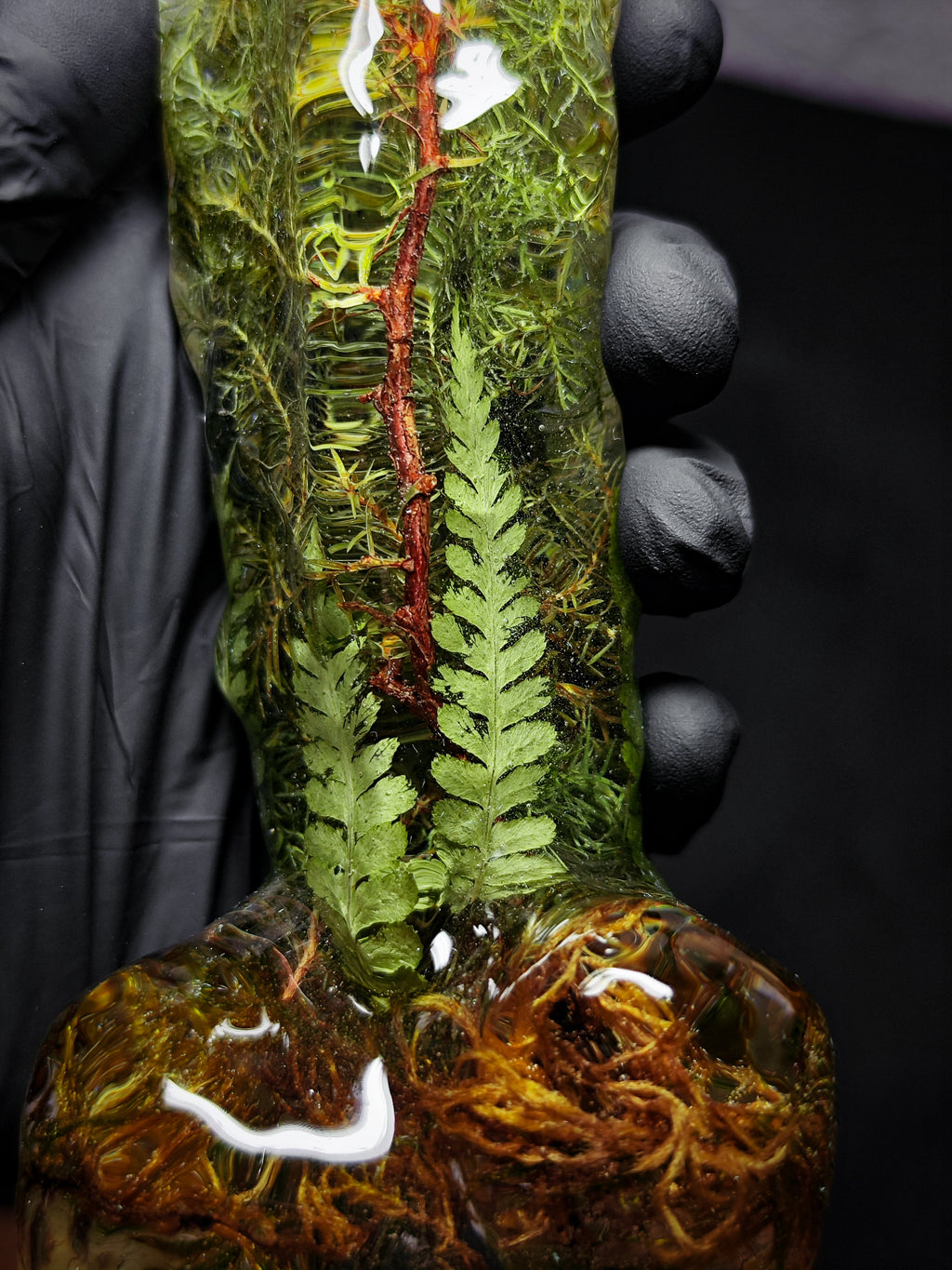 (22cm)🍄‍🟫Handmade Epoxy Resin Sculpture – “Forest Essence” Male Form with a Beetle, a Mushroom, Fern, Moss | Botanical Fantasy Décor (Adults Only)