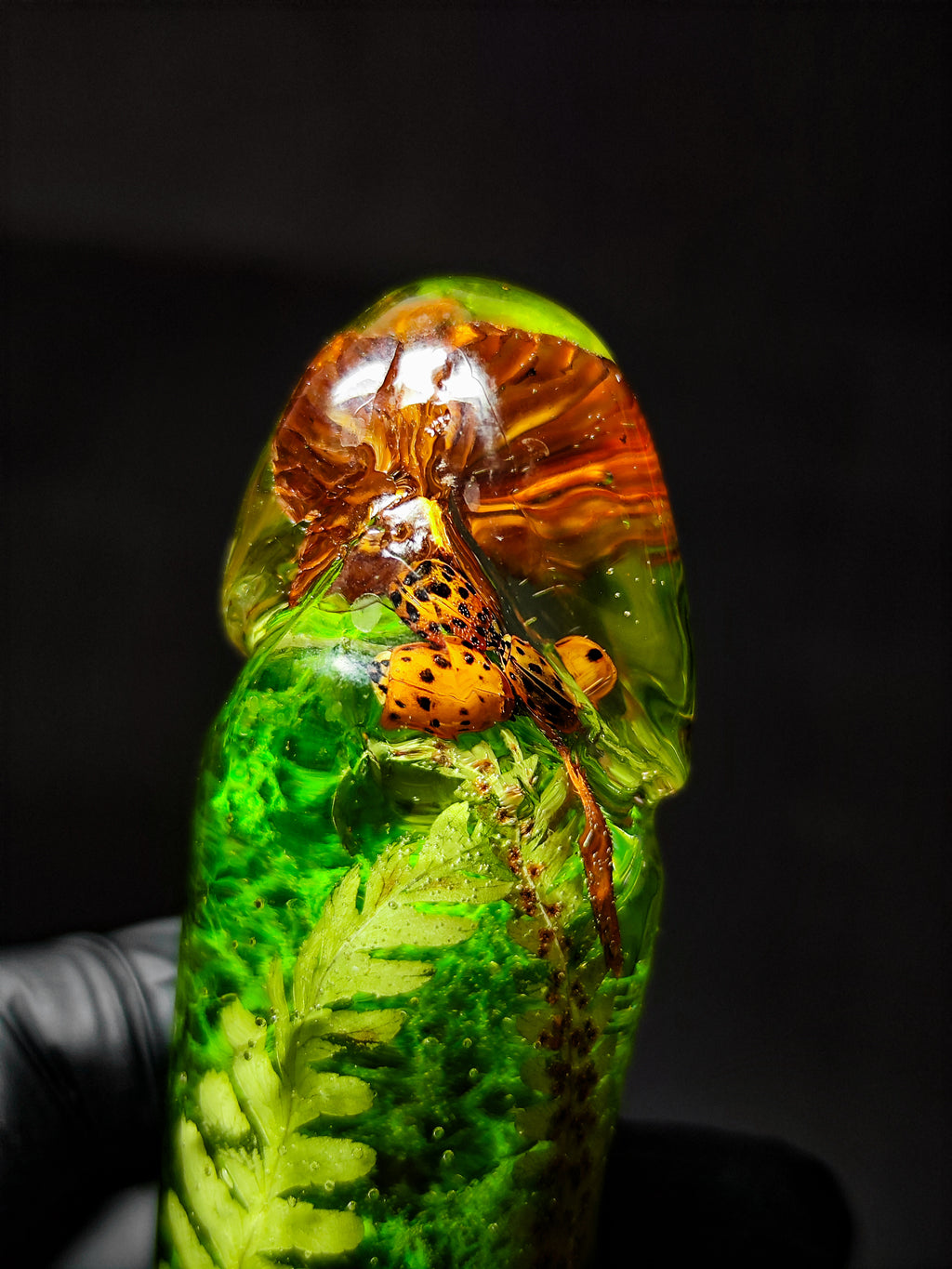 🍄‍🟫🐞Sculpture with Mushroom, Ladybug, Fern, Moss, Eucalyptus(16cm|6.3in|free shipping|handmade)🪴