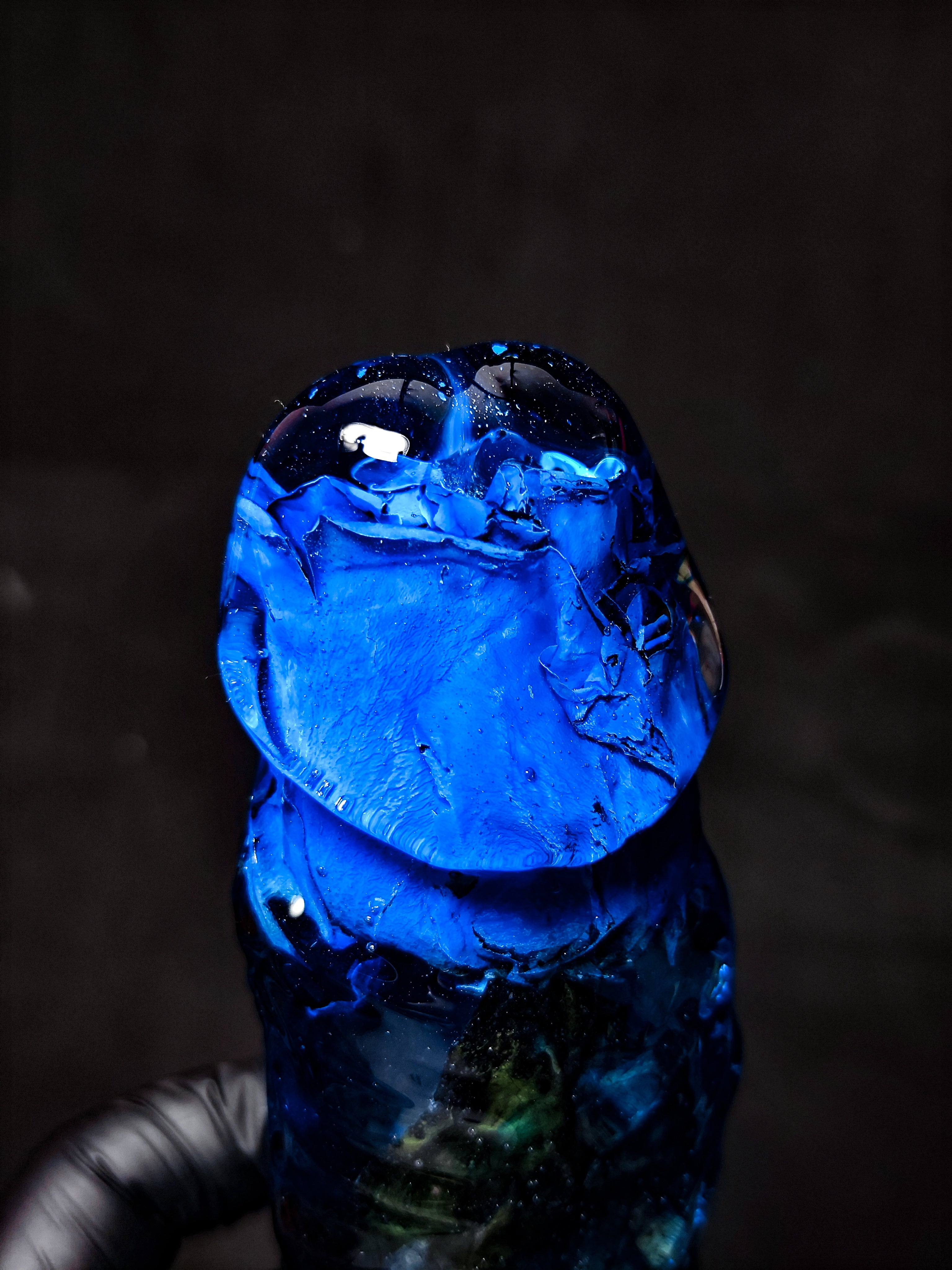 💙Sculpture with blue rose and petals(22cm|8.6in|free shipping)