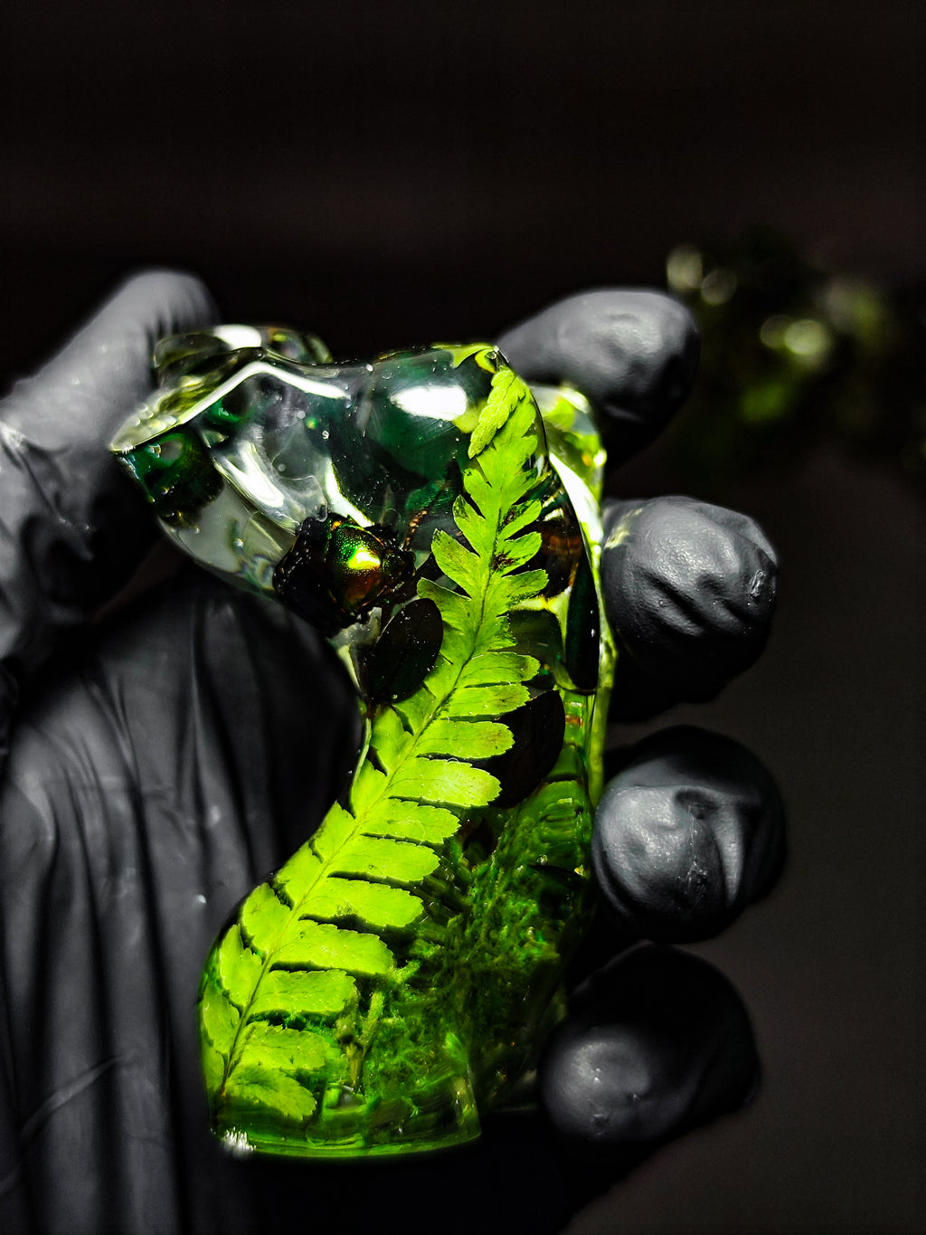 🌿9 cm figurine with fern, moss, beetles, forest theme🐝🪲