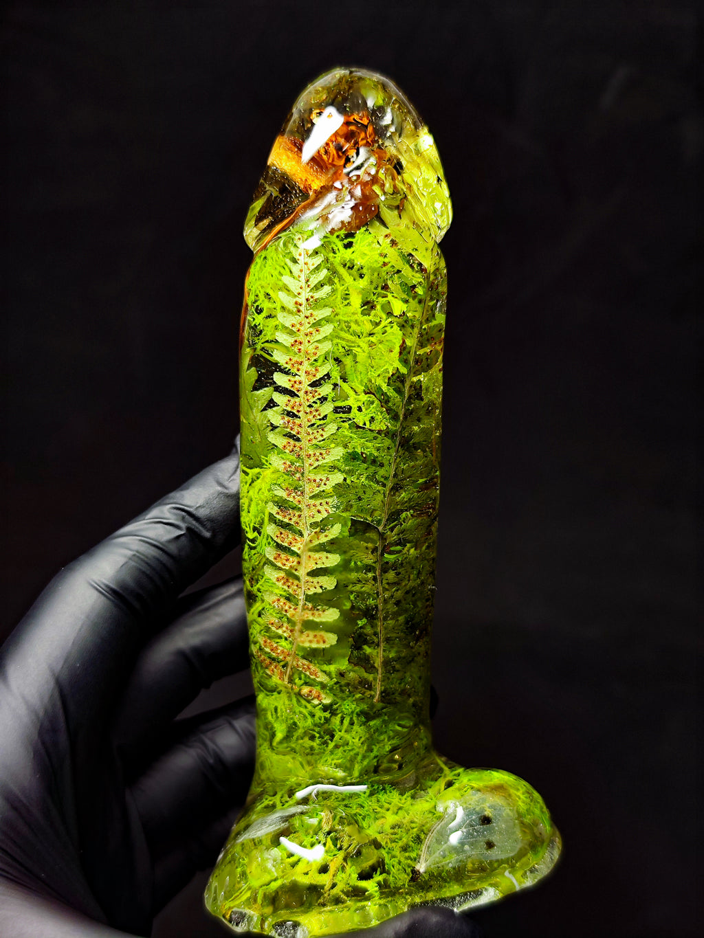 🌿🪲🍄‍🟫🐞Handmade Epoxy Resin Sculpture with Butterflie, Ladybug, Mushroom, Fern, Moss(16cm|6.3in|free shipping)