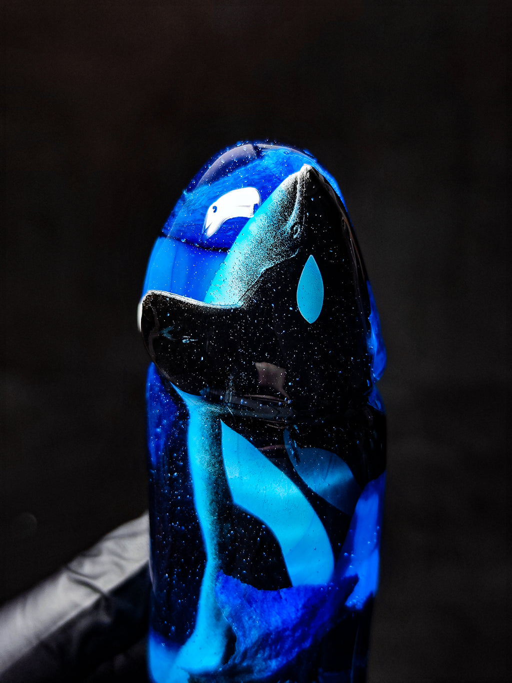 🫍Orca with blue rose petals(16cm|6.3in|free shipping)
