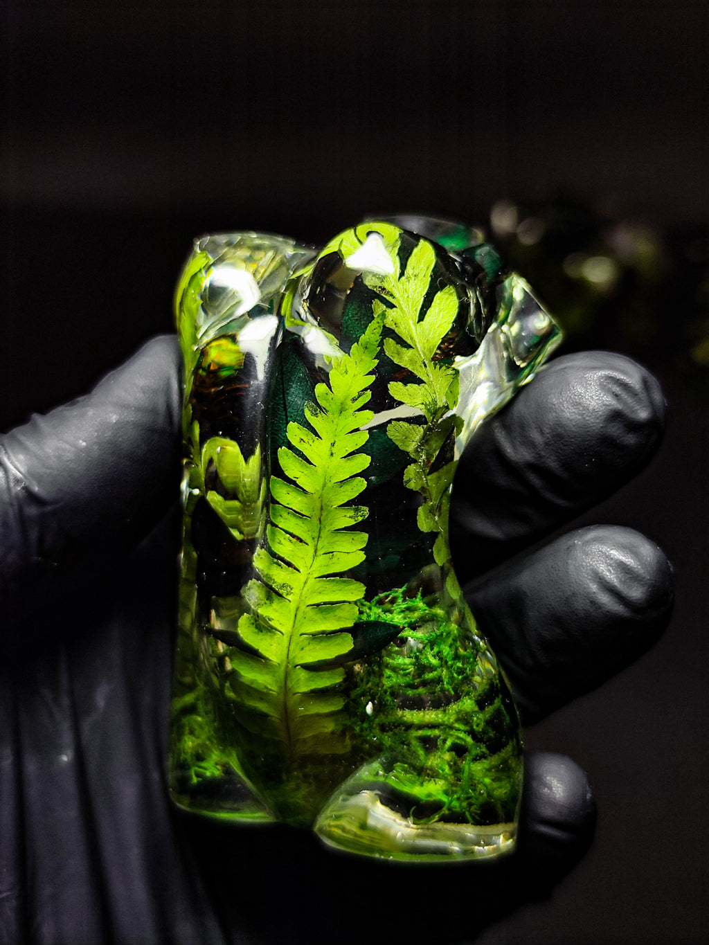 🌿9 cm figurine with fern, moss, beetles, forest theme🐝🪲