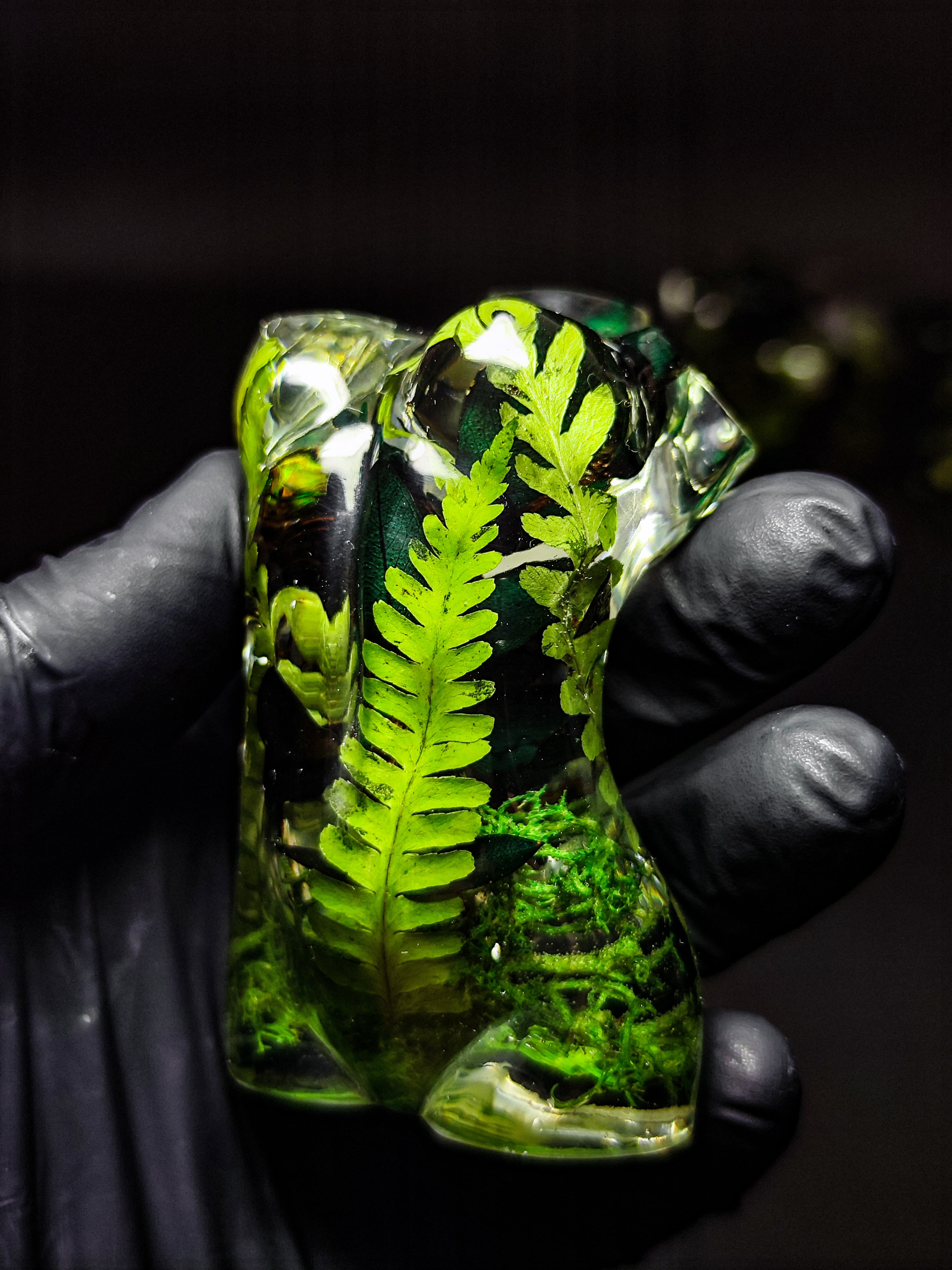 🌿9 cm figurine with fern, moss, beetles, forest theme🐝🪲