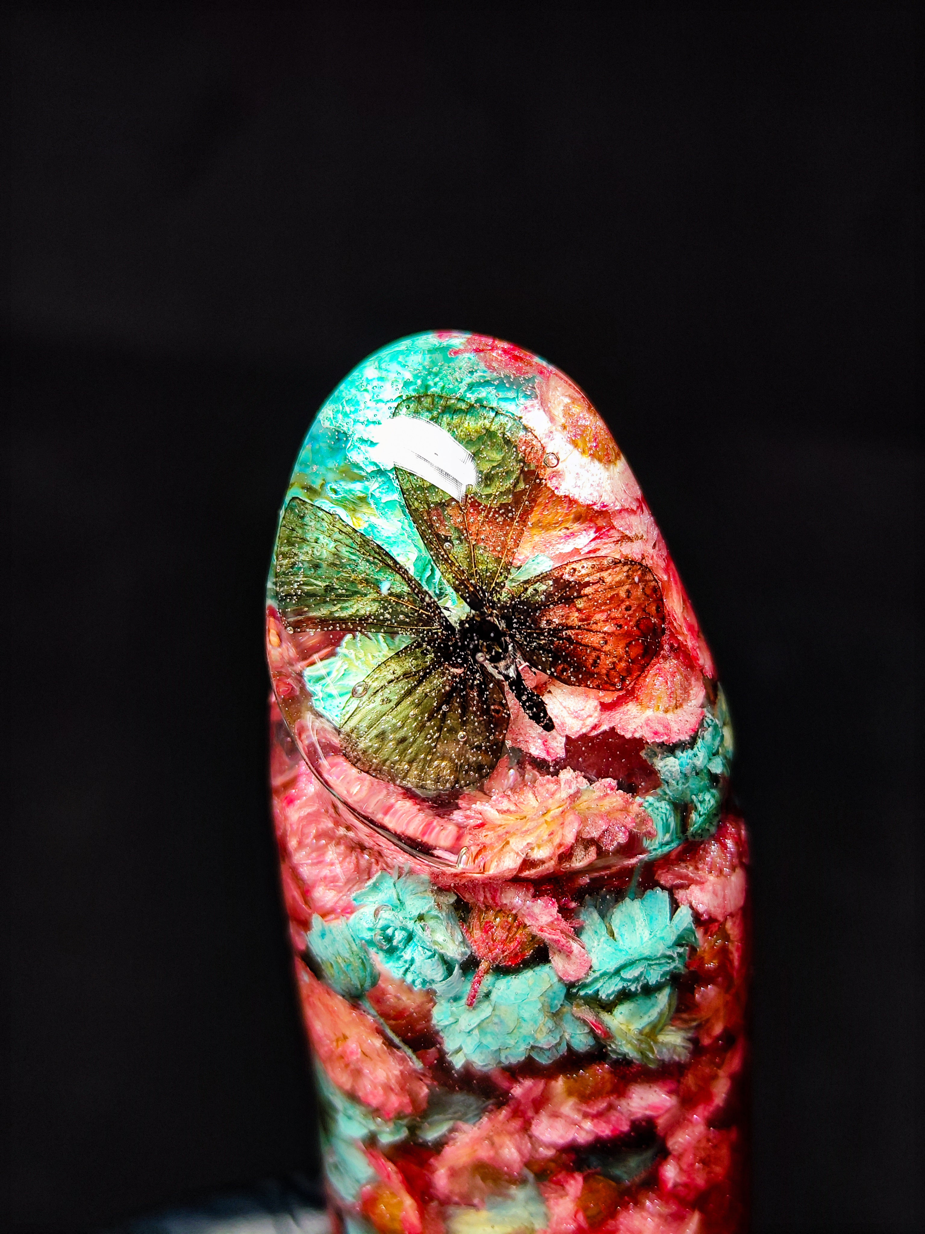 🦋🩷Sculpture with flower yarrow ptarmika and butterflie (16cm|6.3in|free shipping)