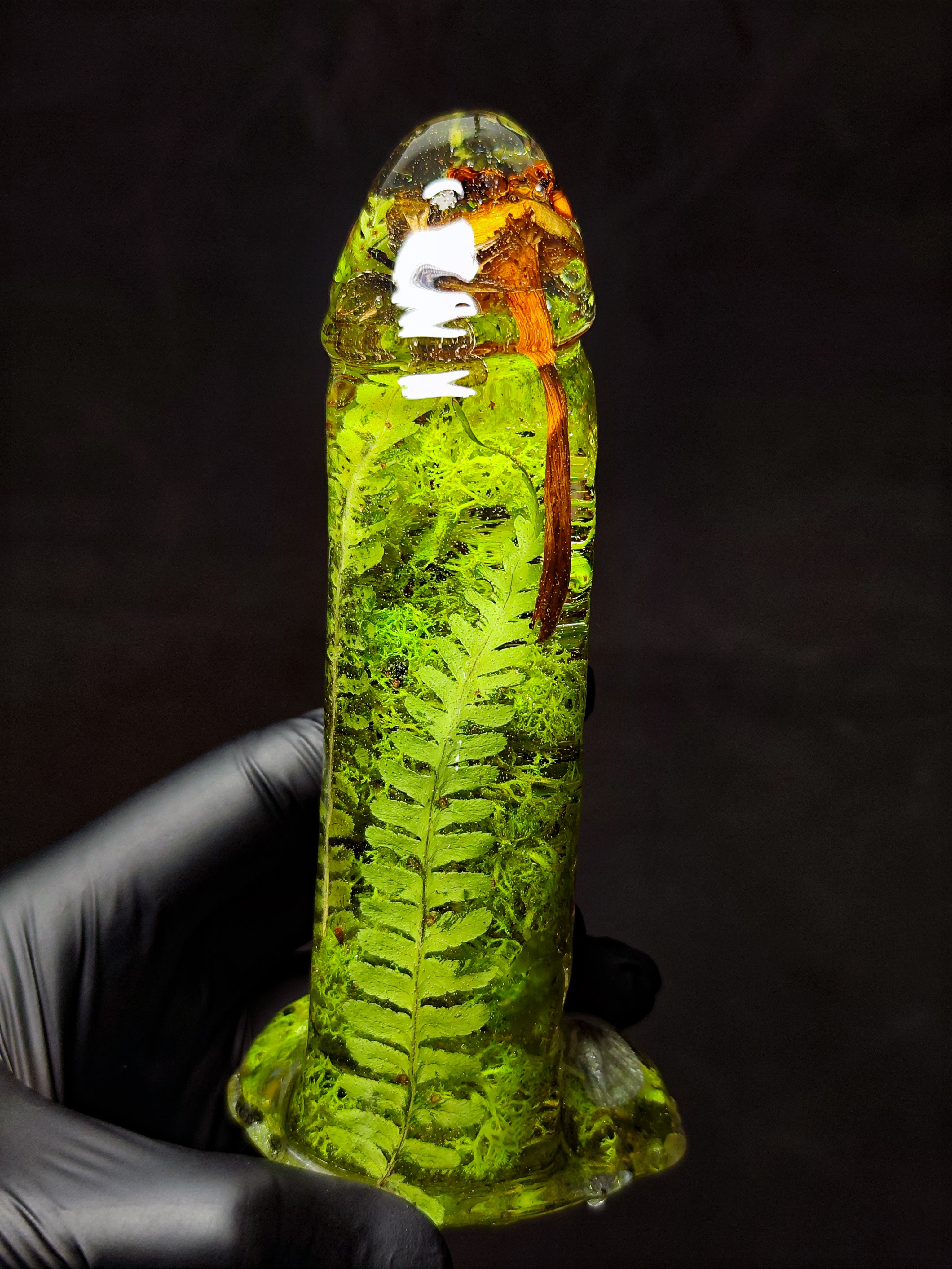 🌿🪲🍄‍🟫🐞Handmade Epoxy Resin Sculpture with Butterflie, Ladybug, Mushroom, Fern, Moss(16cm|6.3in|free shipping)