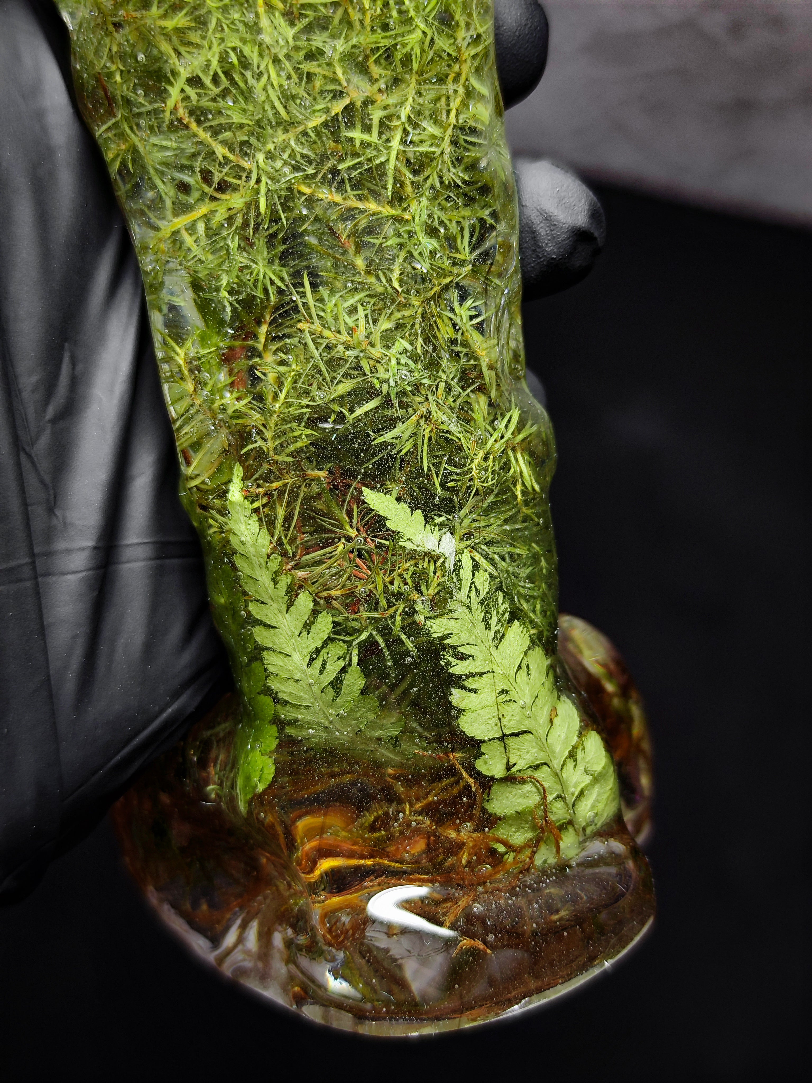 (22cm)🍄‍🟫Handmade Epoxy Resin Sculpture – “Forest Essence” Male Form with a Beetle, a Mushroom, Fern, Moss | Botanical Fantasy Décor (Adults Only)