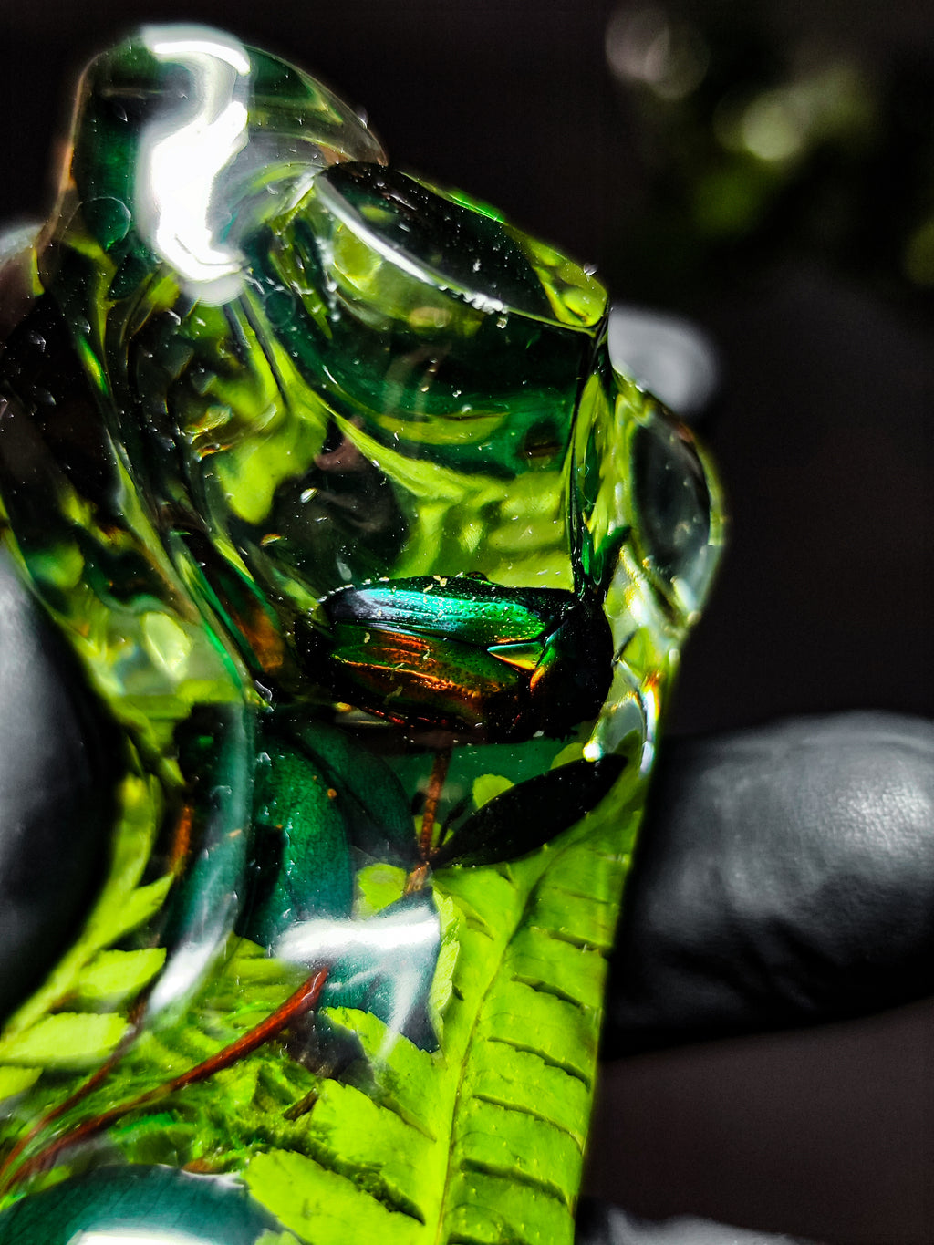 🌿9 cm figurine with fern, moss, beetles, forest theme🐝🪲