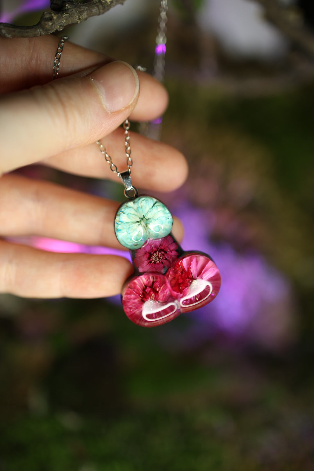 🩵❤️Pendant 1.4in|3.6cm with Raspberry and blue pearl (free shipping)