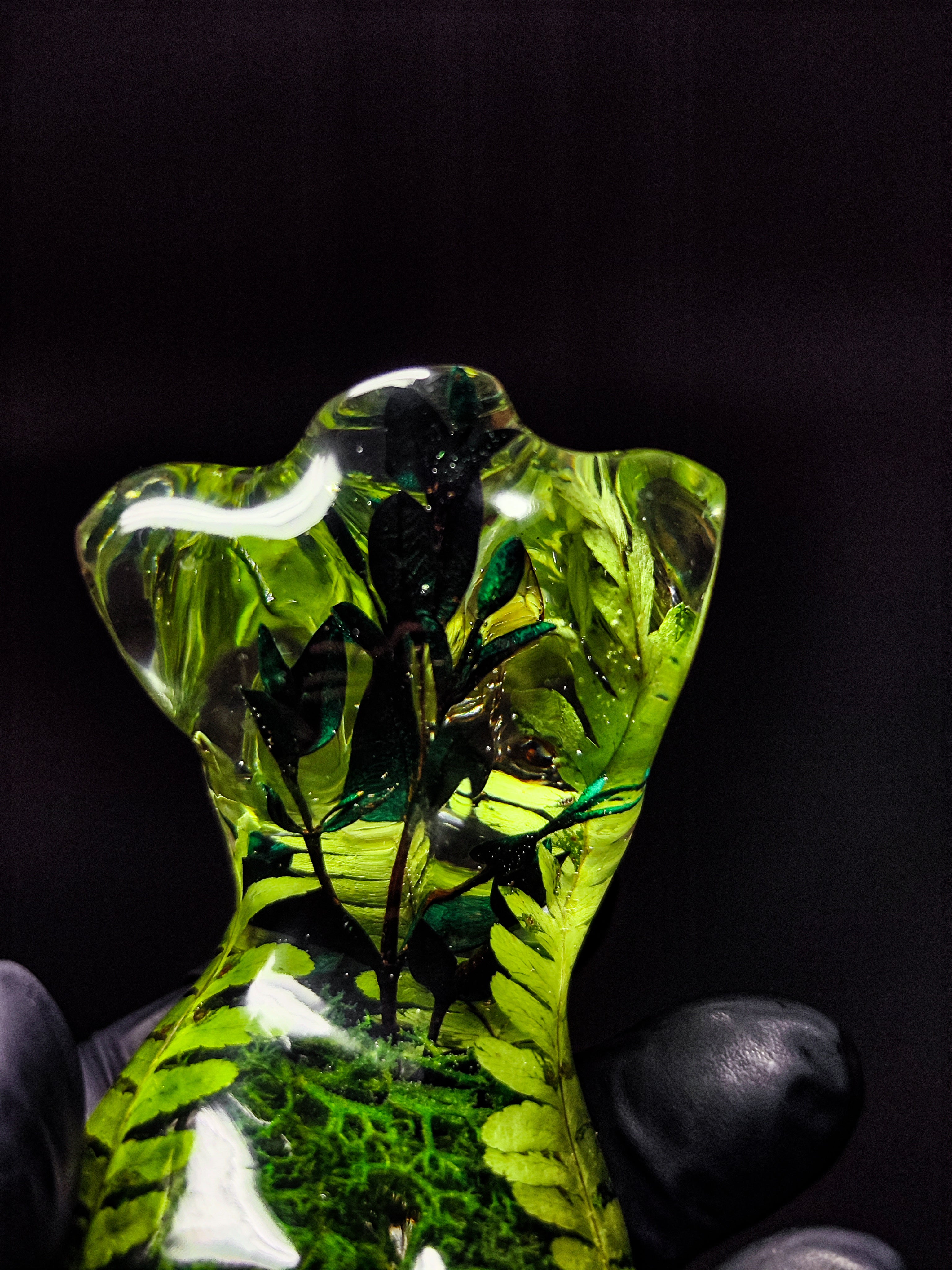 🌿9 cm figurine with fern, moss, beetles, forest theme🐝🪲