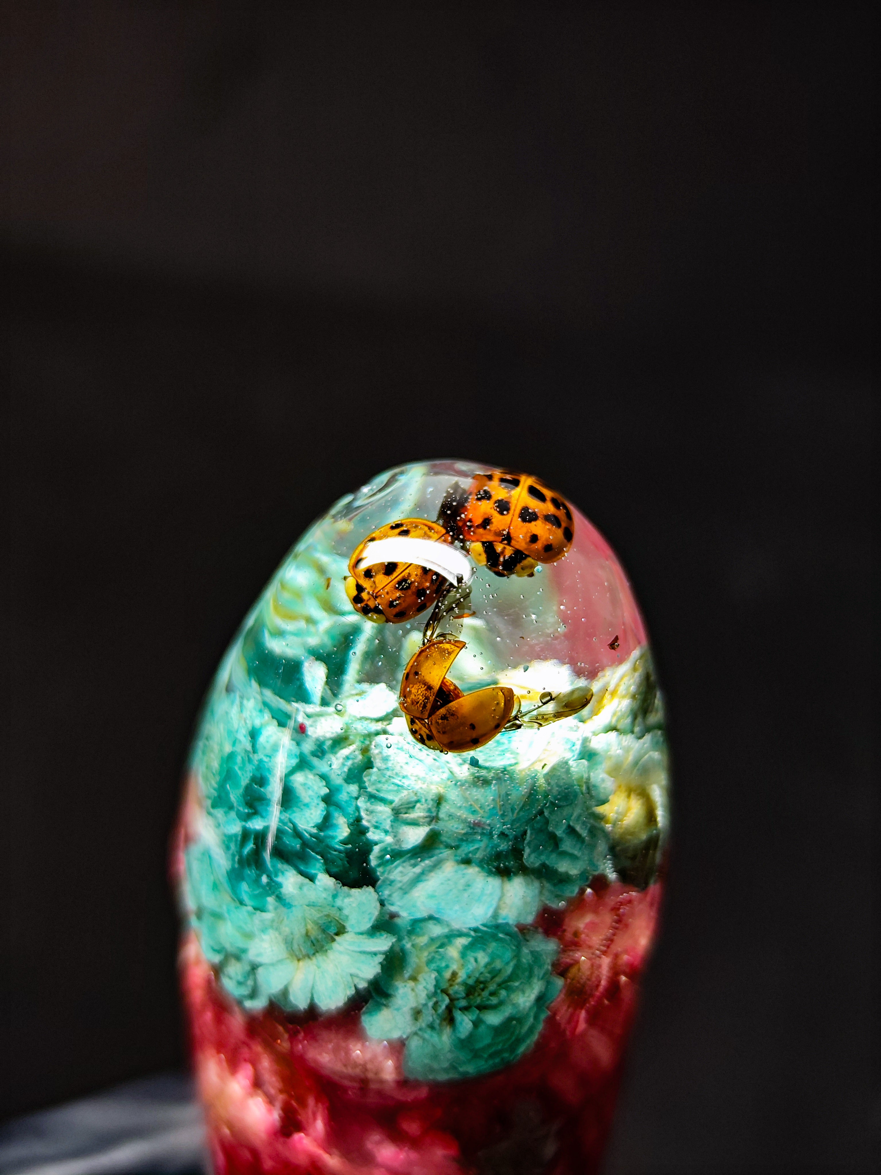🐞🩷Sculpture with flower yarrow ptarmika and ladybug (16cm|6.3in|free shipping)