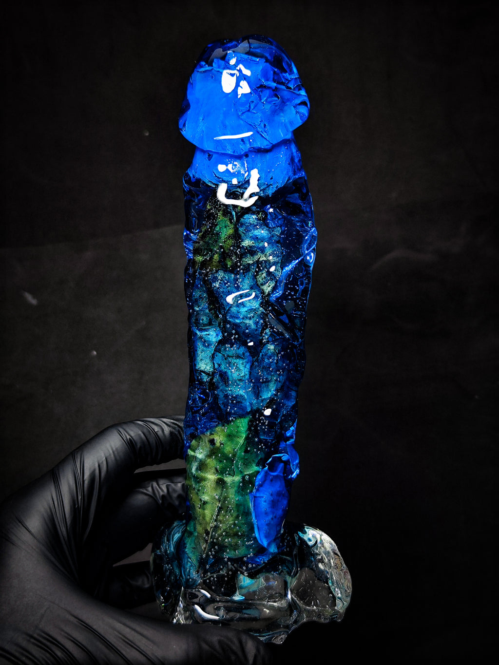 💙Sculpture with blue rose and petals(22cm|8.6in|free shipping)