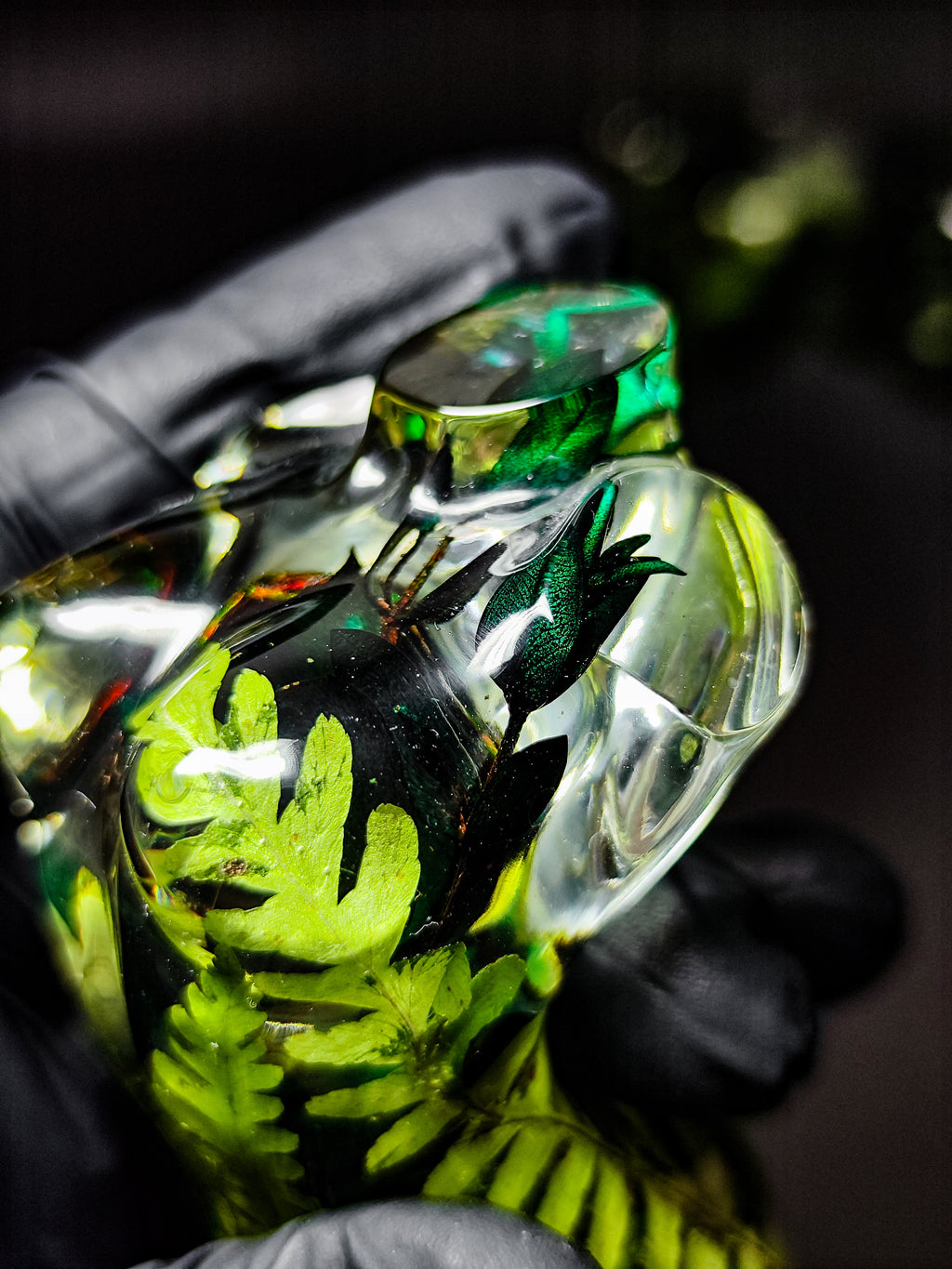 🌿9 cm figurine with fern, moss, beetles, forest theme🐝🪲