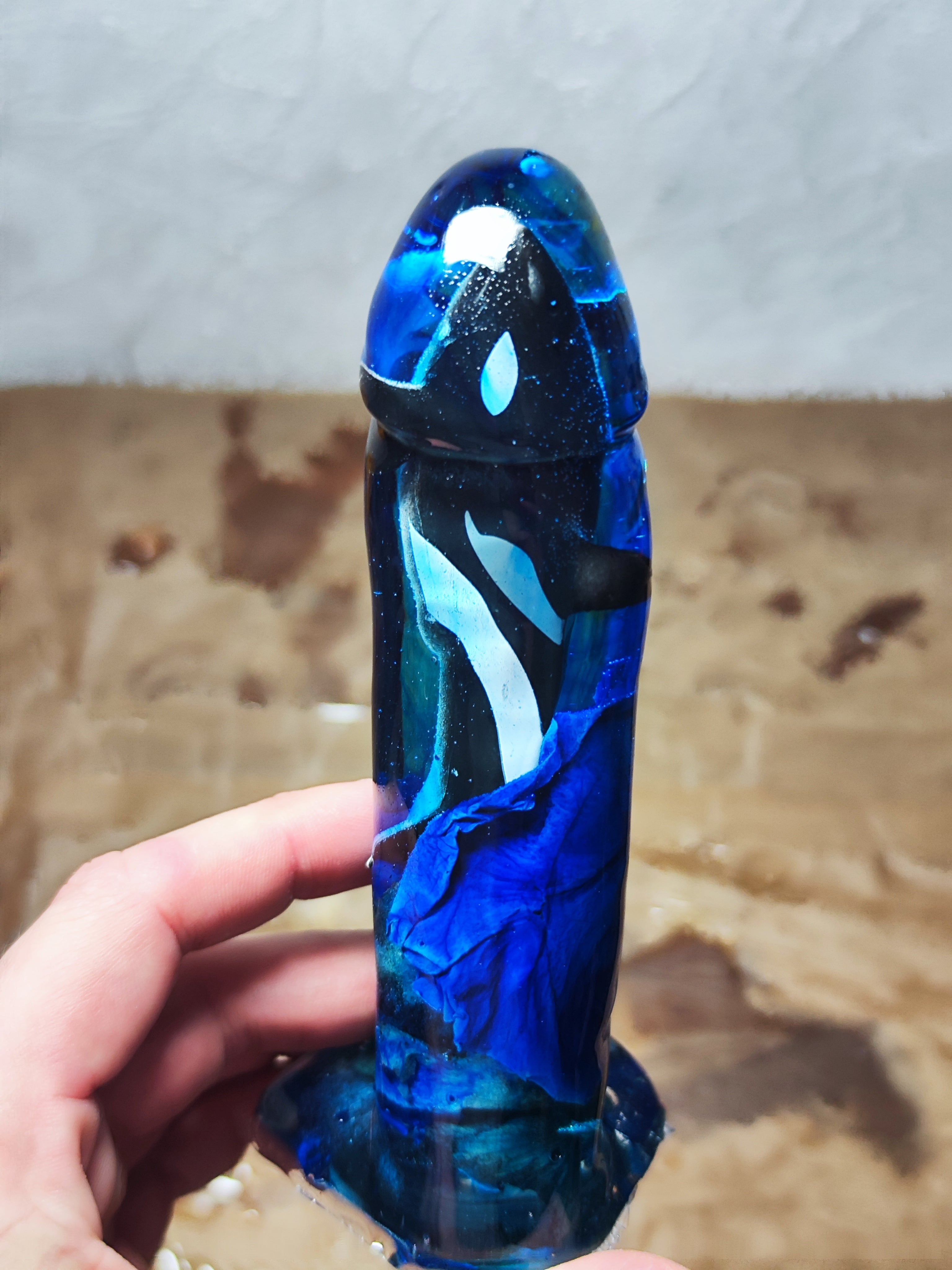 🫍Orca with blue rose petals(16cm|6.3in|free shipping)