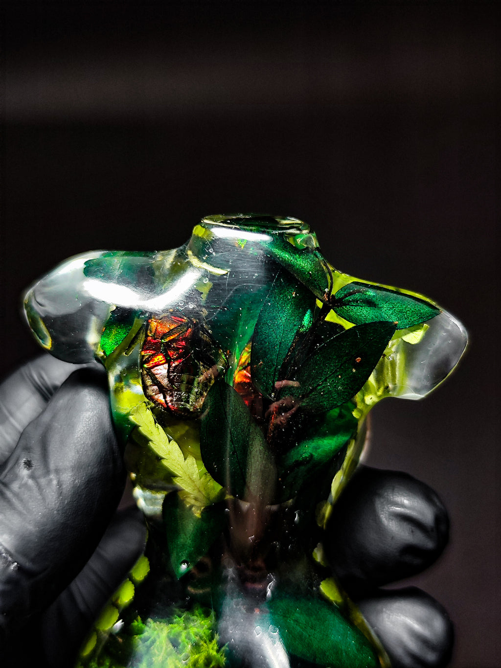 🌿9 cm figurine with fern, moss, beetles, forest theme🐝🪲