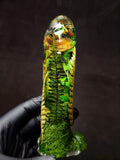🌿🪲🍄‍🟫🐞Handmade Epoxy Resin Sculpture with Bronze beetle, Ladybug, Mushroom, Fern, Moss(16cm|6.3in|free shipping)
