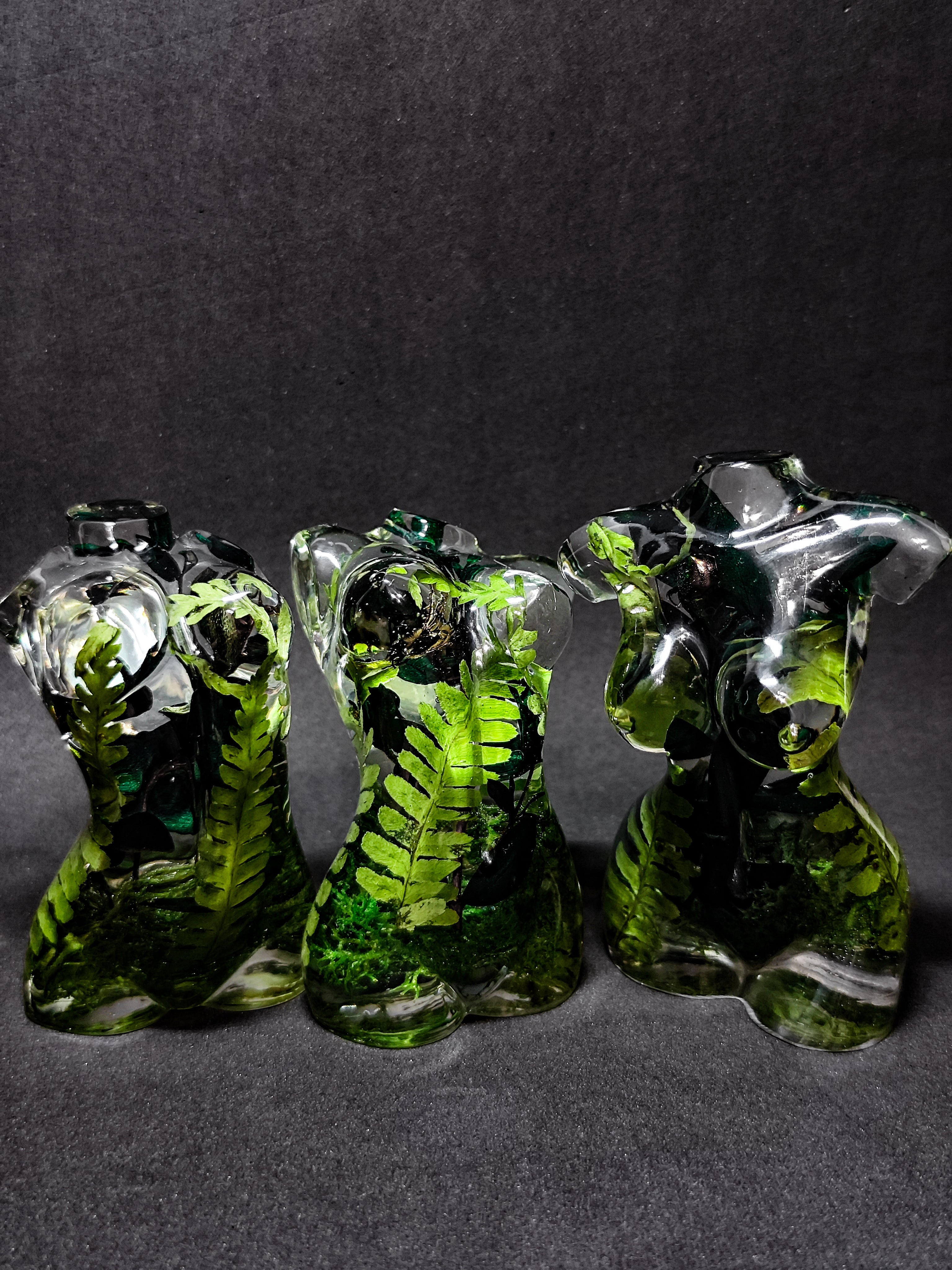 🌿9 cm figurine with fern, moss, beetles, forest theme🐝🪲