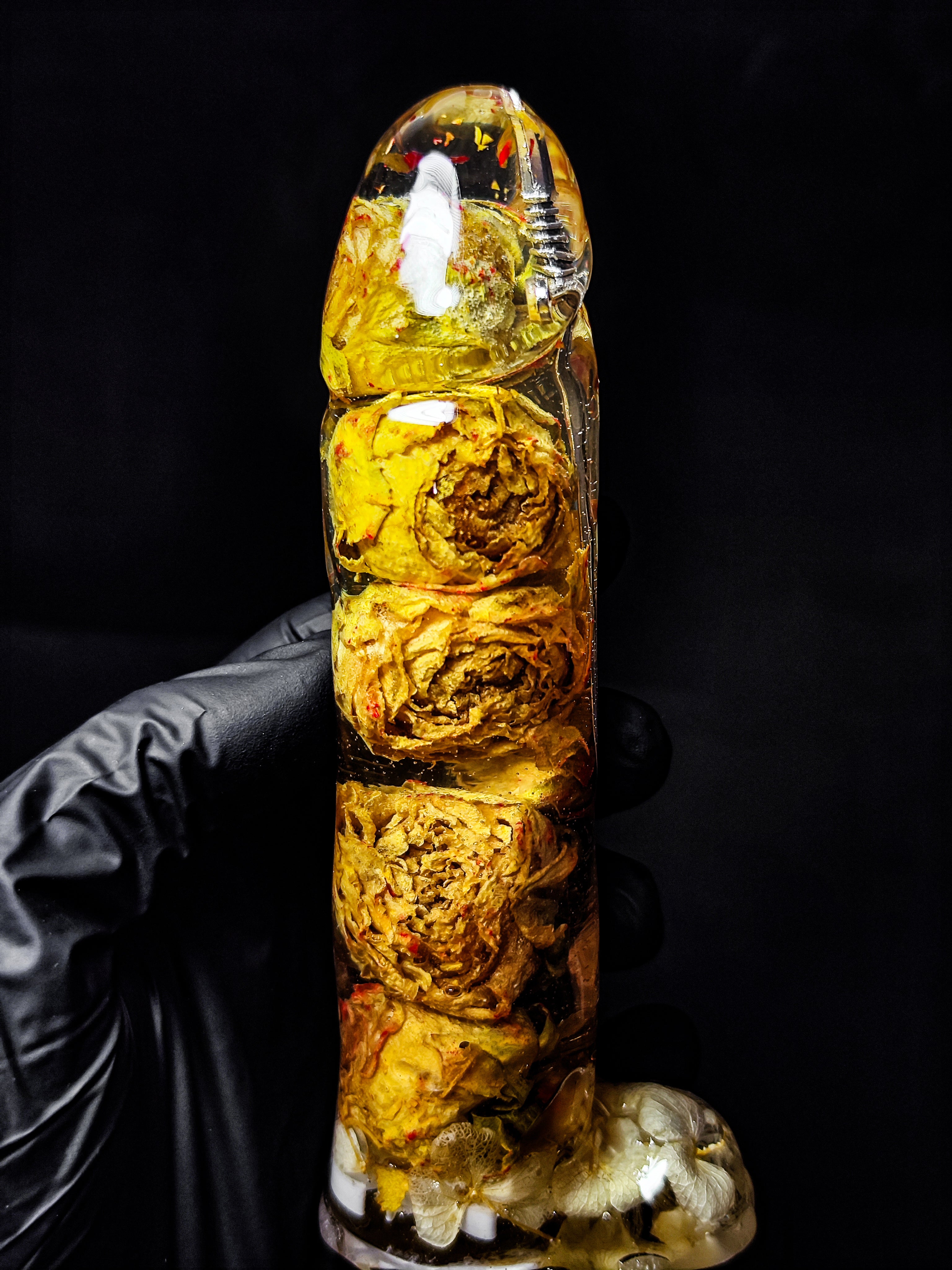 🌹🗡️Sculpture with Yellow Roses and Sword (16cm|6.3in|free shipping)